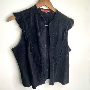 Vintage Black Suede Leather Vest (S-M)